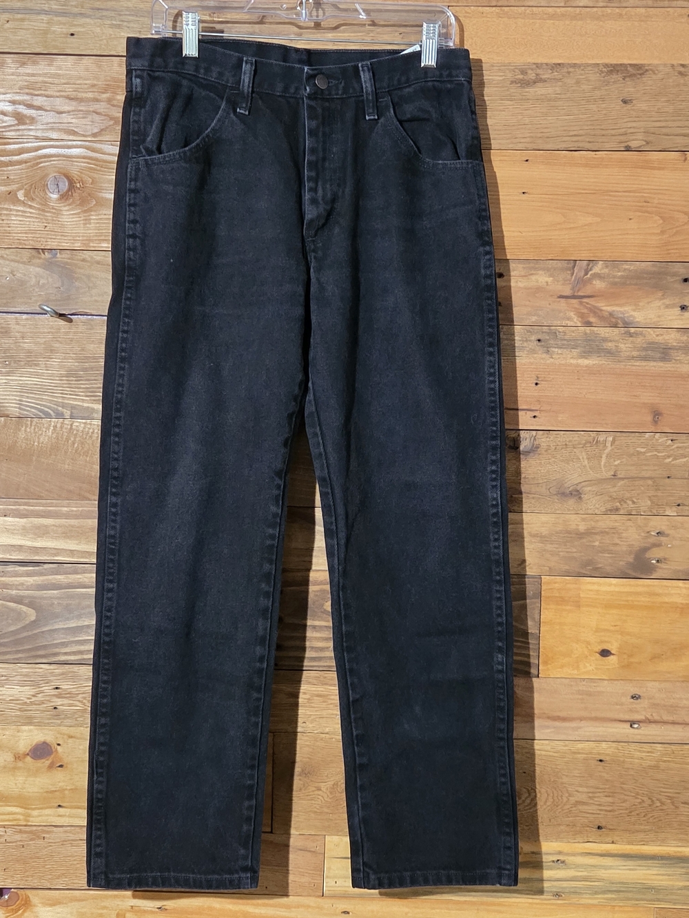 Rustler Black Relaxed Fit Jeans 32x28 (Tag 32x30) Men's Straight Leg Cotton Deni